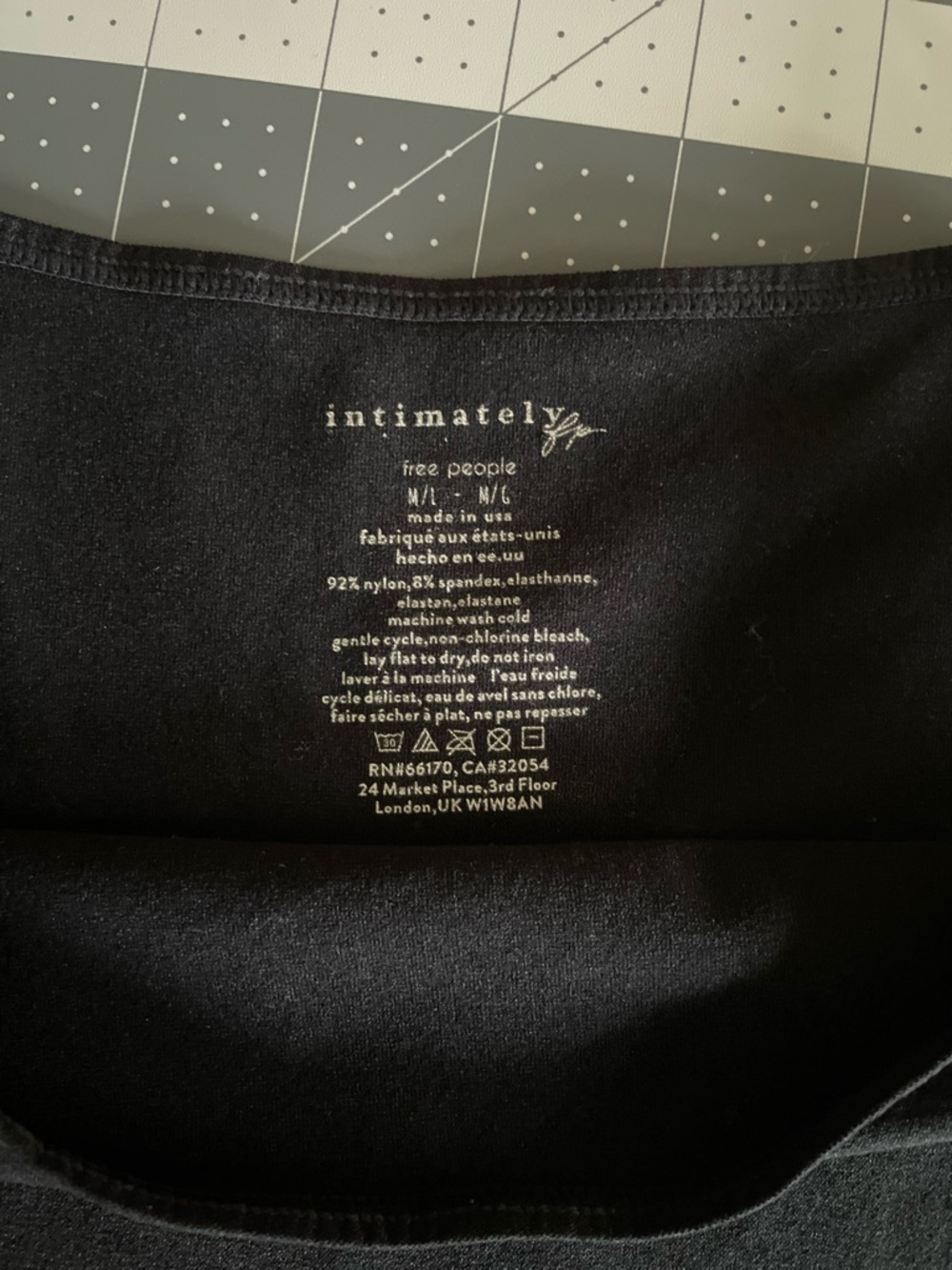 INTIMATELY FREE PEOPLE Black Spandex Blend Crop Cami Size M/L Made in USA - Picture 5 of 5
